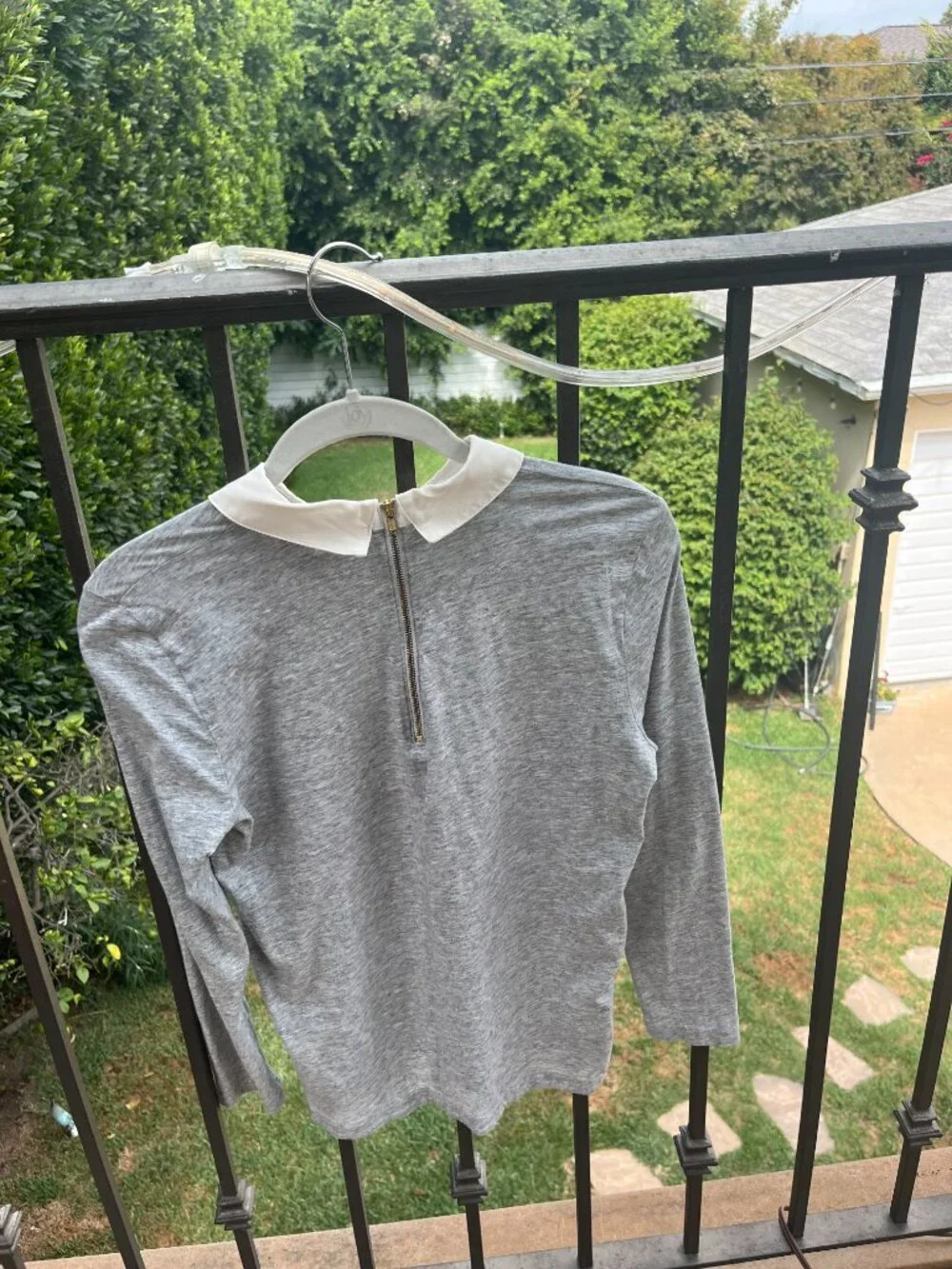 Grey J Crew White Shirt with White Collar